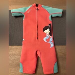 Goldfin Kids Wetsuit Girls 2-3mm Short Neoprene Front Zip Wet Suit Mermaid